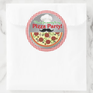 Sticker Rond Pizza fête anniversaire Merci