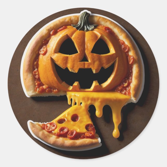 Sticker Rond Pizza Fright Night the cheesiest Halloween surpris (Devant)