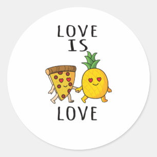 Sticker Rond Pizza Hawaii Pineapple Pizza Food