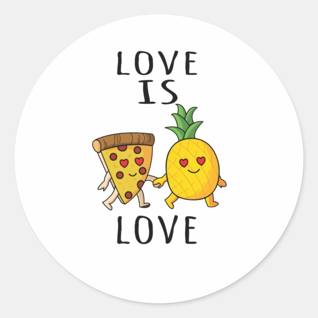 Sticker Rond Pizza Hawaii Pineapple Pizza Food (Devant)
