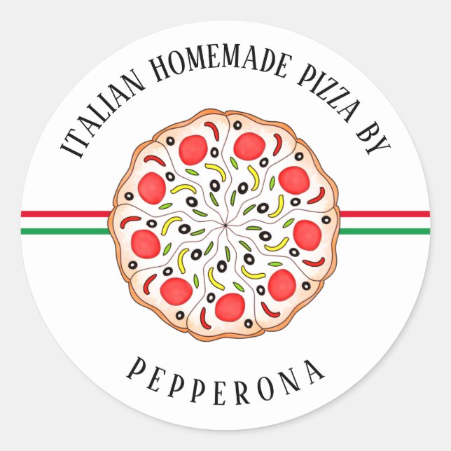 Sticker Rond pizza italienne maison personnalisée boutique d'af (Devant)