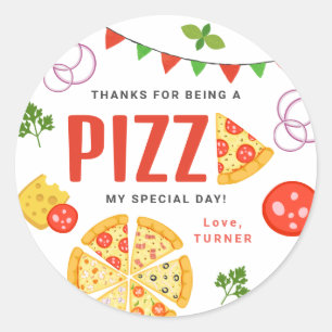 Sticker Rond Pizza Party Favoriser Tags Round