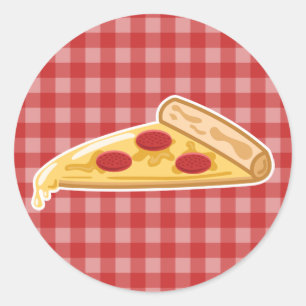Sticker Rond Pizza Slice de dessin