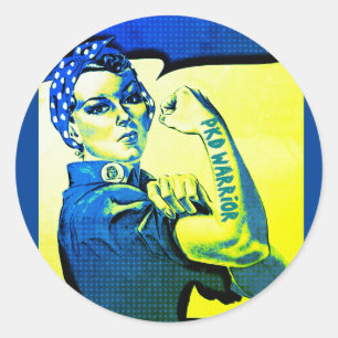 Sticker Rond PKD WARRIOR WOMAN - Sensibilisation Retro Tattoo F