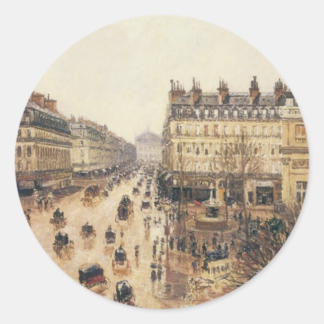Sticker Rond Place du Théâtre Français, Paris Pluie par Pissarr (Devant)