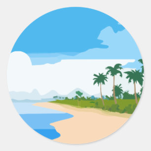 Sticker Rond Plage