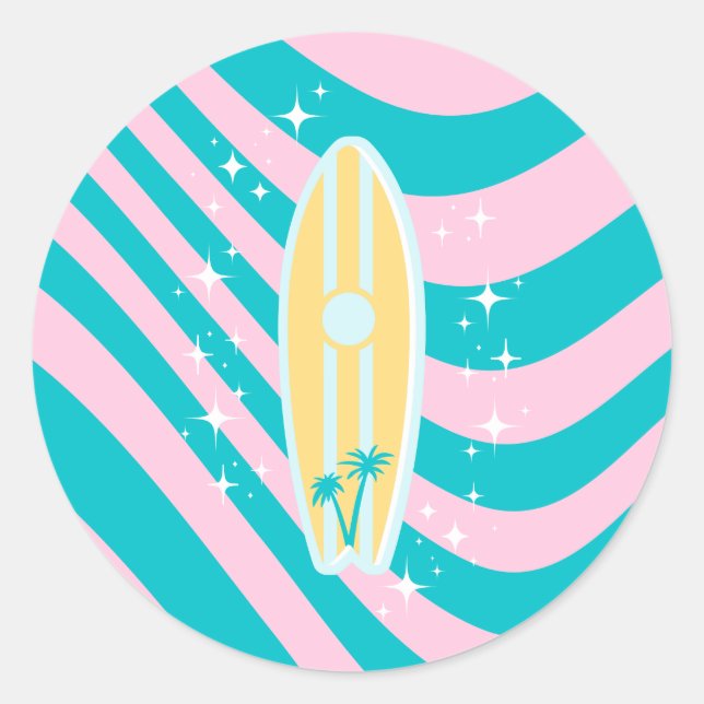 Sticker Rond Plage Art, Vibes Tropicales (Devant)