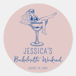 Sticker Rond Plage Bachelorette marg mariée favoriser autocolla