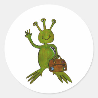 Sticker Rond Plage d'Aliens de visite