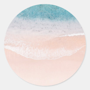Sticker Rond Plage de bord de mer sur mesure sable bleu mer ble