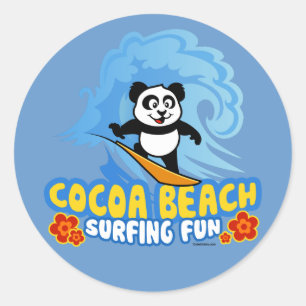 Sticker Rond Plage de Cocoa Plage Plaisir Surf
