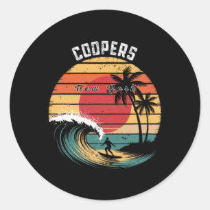 Sticker Rond Plage de Coopers Beach New York Surf 