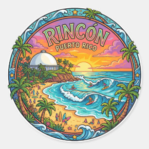 Sticker Rond Plage de Domes, Rincón Porto Rico