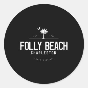Sticker Rond Plage de Folly Beach Caroline du Sud Surf