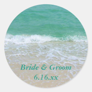 Sticker Rond Plage de mariage personnalisée Favoriser les autoc