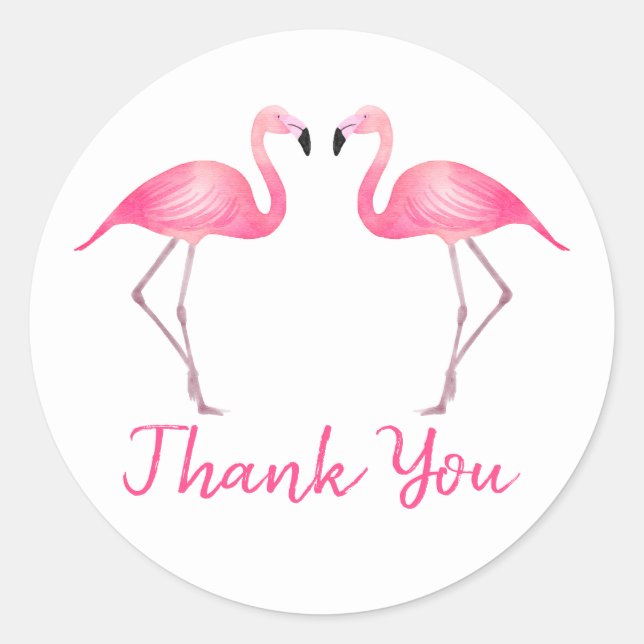 Sticker Rond Plage de Merci de Flamant rose rose tropicale (Devant)