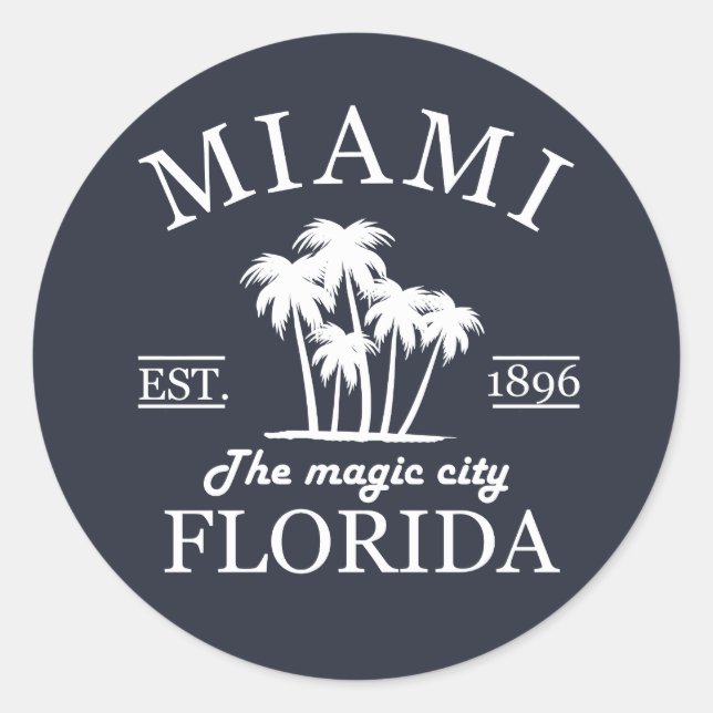 Sticker Rond Plage de Miami City en Floride (Devant)