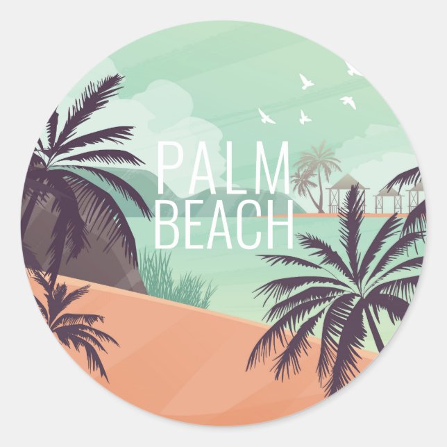 Sticker Rond Plage de Palm avec des couleurs douces (Devant)