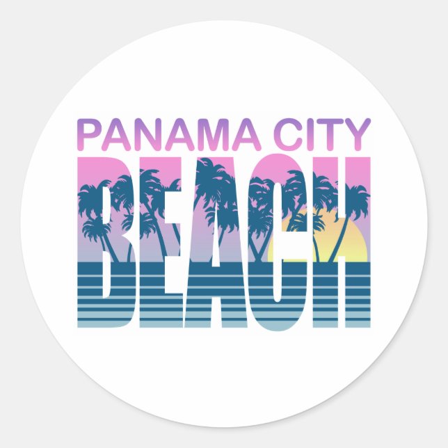Sticker Rond Plage de Panama City (Devant)