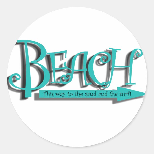 Sticker Rond Plage de sable en surf (Devant)