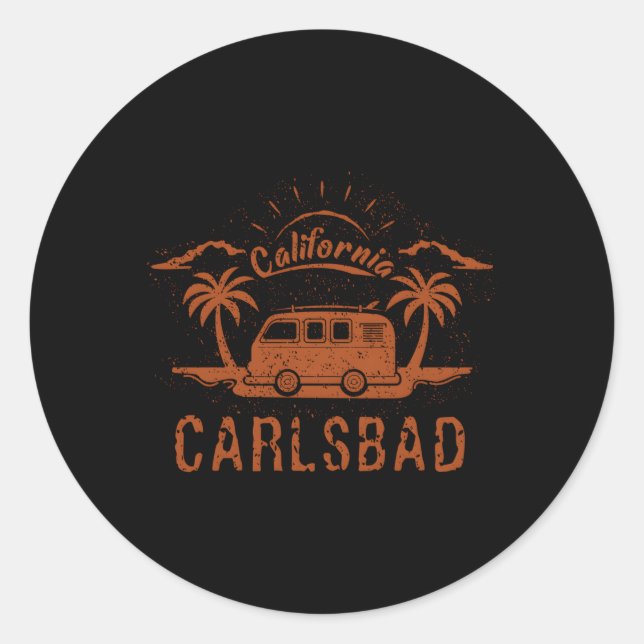 Sticker Rond Plage de surf Carlsbad Ca California (Devant)