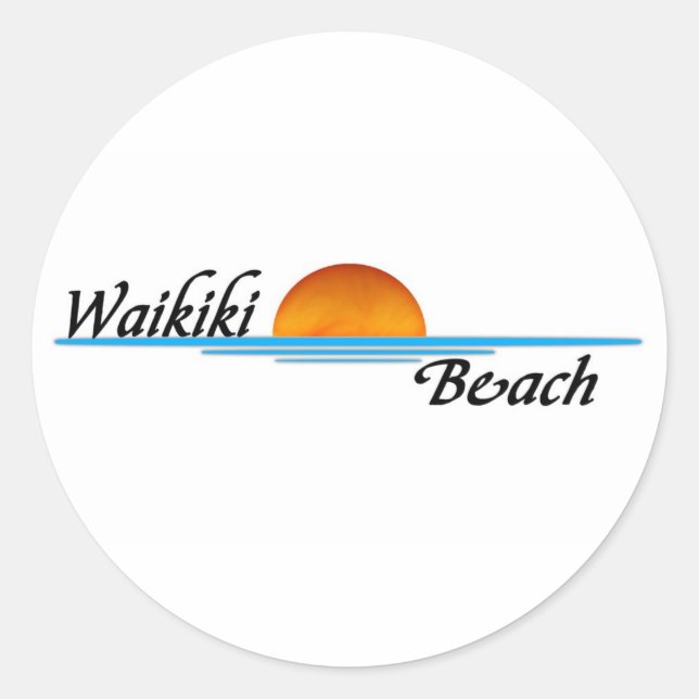 Sticker Rond Plage de Waikiki (Devant)