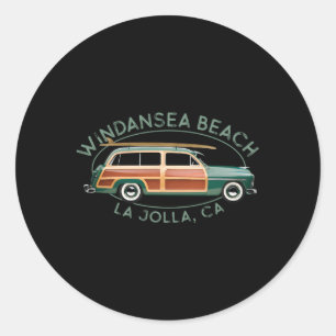Sticker Rond Plage de Windansea La Jolla Californie Surf