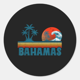 Sticker Rond Plage des Bahamas Vacances d'été tropicales Palmie