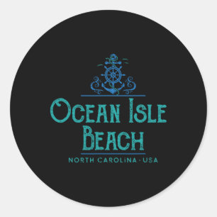 Sticker Rond Plage d'Ocean Isle Caroline du Nord Conception nau