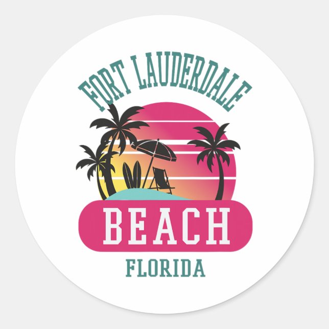 Sticker Rond Plage Floride de Fort Lauderdale Fl Men (Devant)