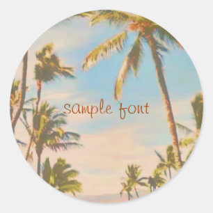 Sticker Rond Plage hawaïenne vintage de PixDezines