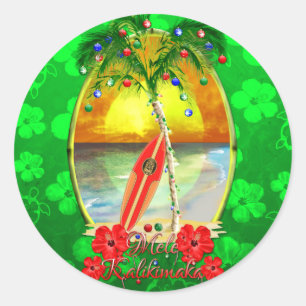 Sticker Rond Plage Mele Kalikimaka