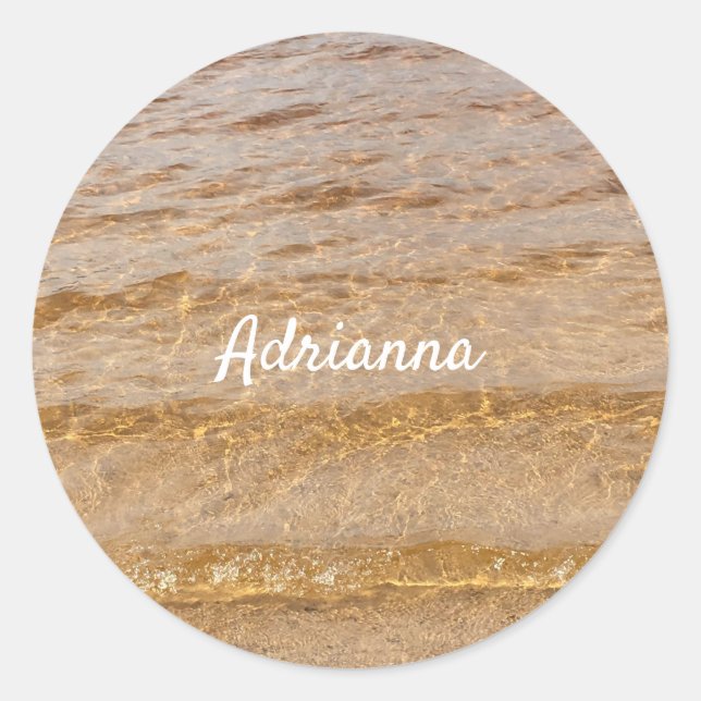 Sticker Rond Plage nautique Ocean Water Waves Nom Cadeau (Devant)