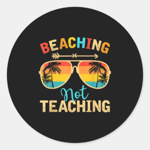 Sticker Rond Plage Pas Enseignant Mode Enseignant Hors Été Vaca