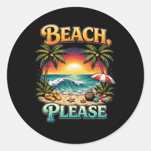Sticker Rond Plage, S'il vous plaît