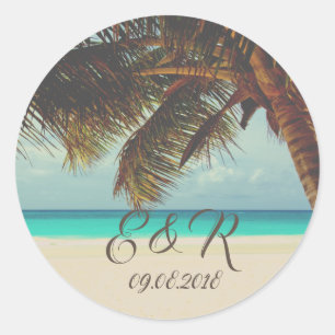 Sticker Rond Plage tropicale, Palm