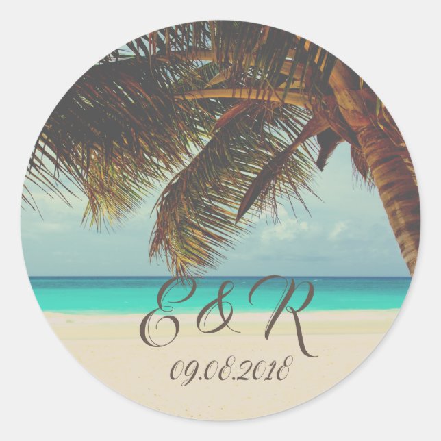 Sticker Rond Plage tropicale, Palm (Devant)