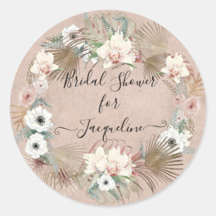Sticker Rond Plage tropicale Plage Florale Verdure Foliage Brid