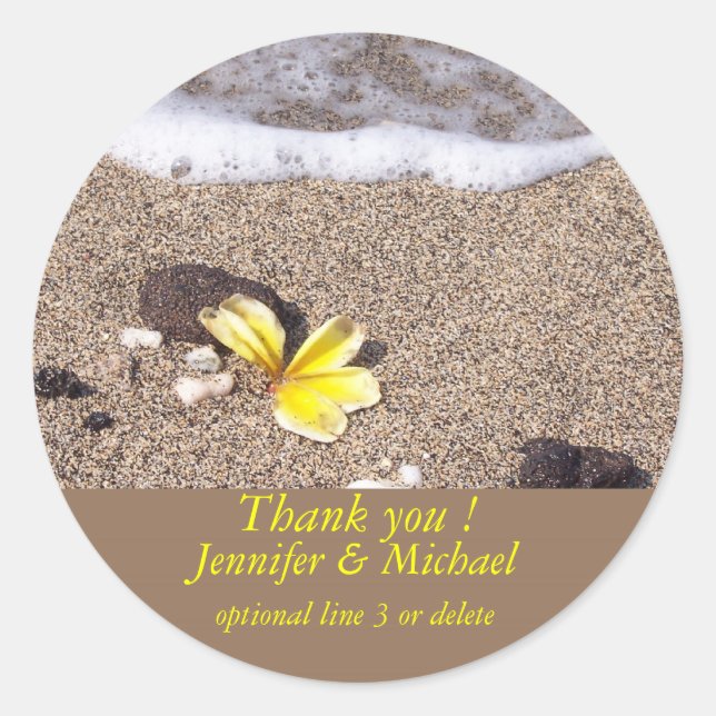 Sticker Rond Plage tropicale Plumeria jaune (Devant)