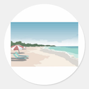 Sticker Rond Plage tropicale relaxante