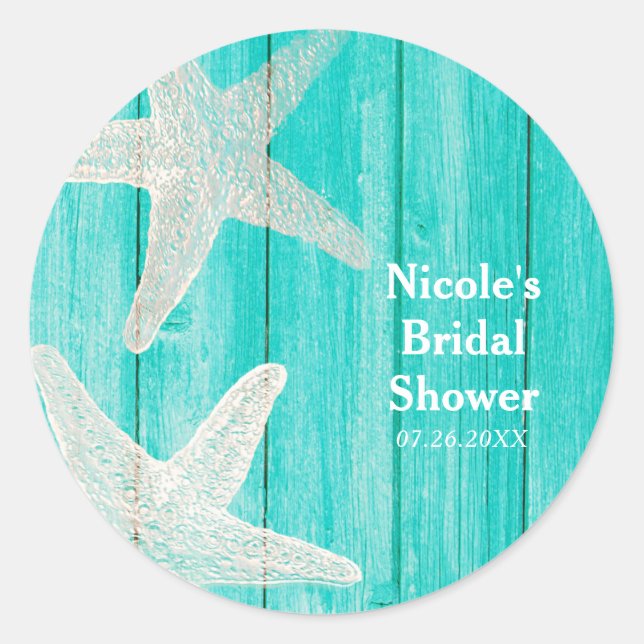 Sticker Rond Plage turquoise de bois et de poisson de mer Eléga (Devant)