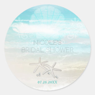 Sticker Rond Plage White Starfish Soirée Élégante Favoriser