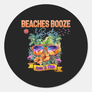 Sticker Rond Plages Booze Besties Myrtle Beach Caroline du Sud