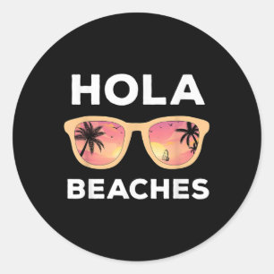 Sticker Rond Plages de Hola Funny Beach Vacances Été _1