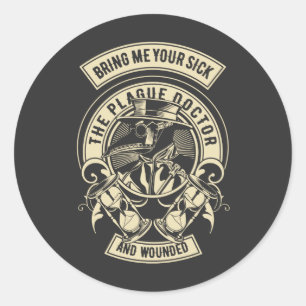 Sticker Rond Plague Doctor Vintage