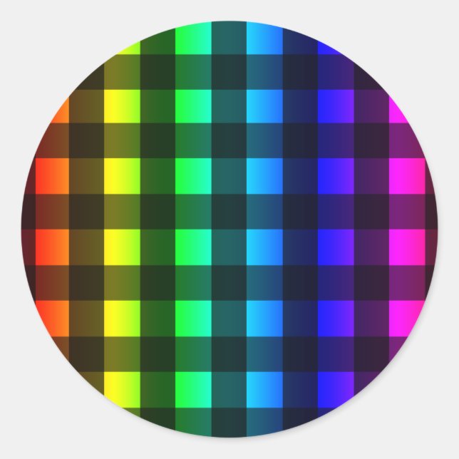 Sticker Rond Plaid à l'arc-en-ciel et au buffle noir (Devant)