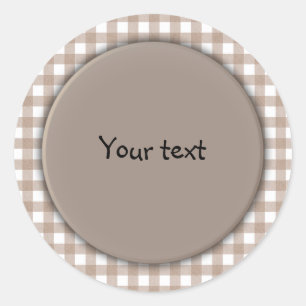 Sticker Rond Plaid beige et blanc