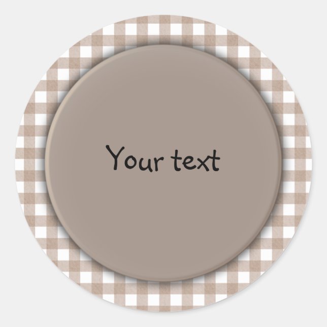 Sticker Rond Plaid beige et blanc (Devant)