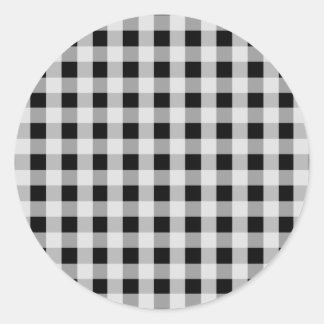 Sticker Rond Plaid de buffle noir et blanc