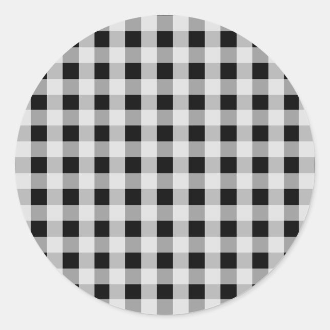 Sticker Rond Plaid de buffle noir et blanc (Devant)